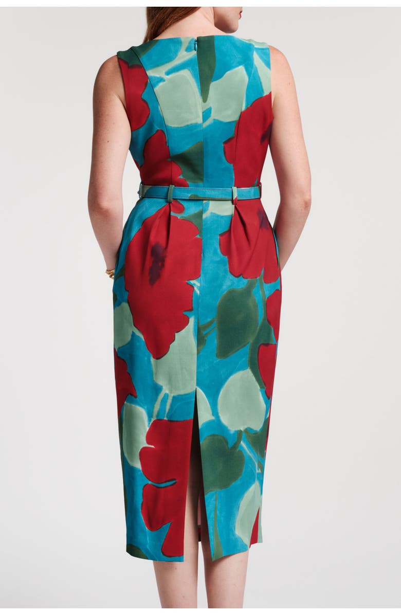 Frances Valentine Audrey Belted Midi Dress, Alternate, color, Blue/Red/Multi