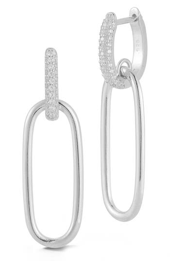 Chloe & Madison Chloe And Madison Cz Link Drop Earrings In Silver