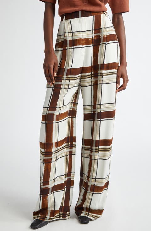 Porter Pleated Plaid Wide Leg Pants