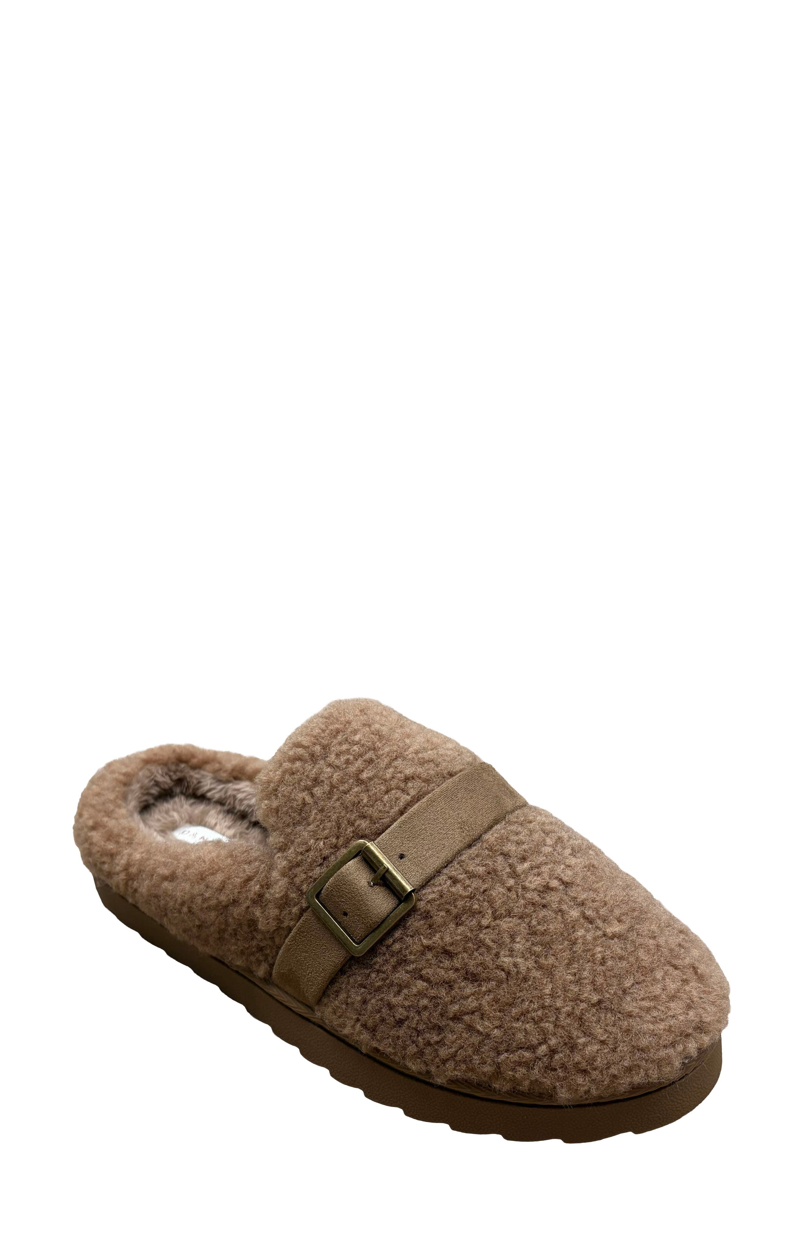 Sherpa Microsuede Belt Scuff Slipper