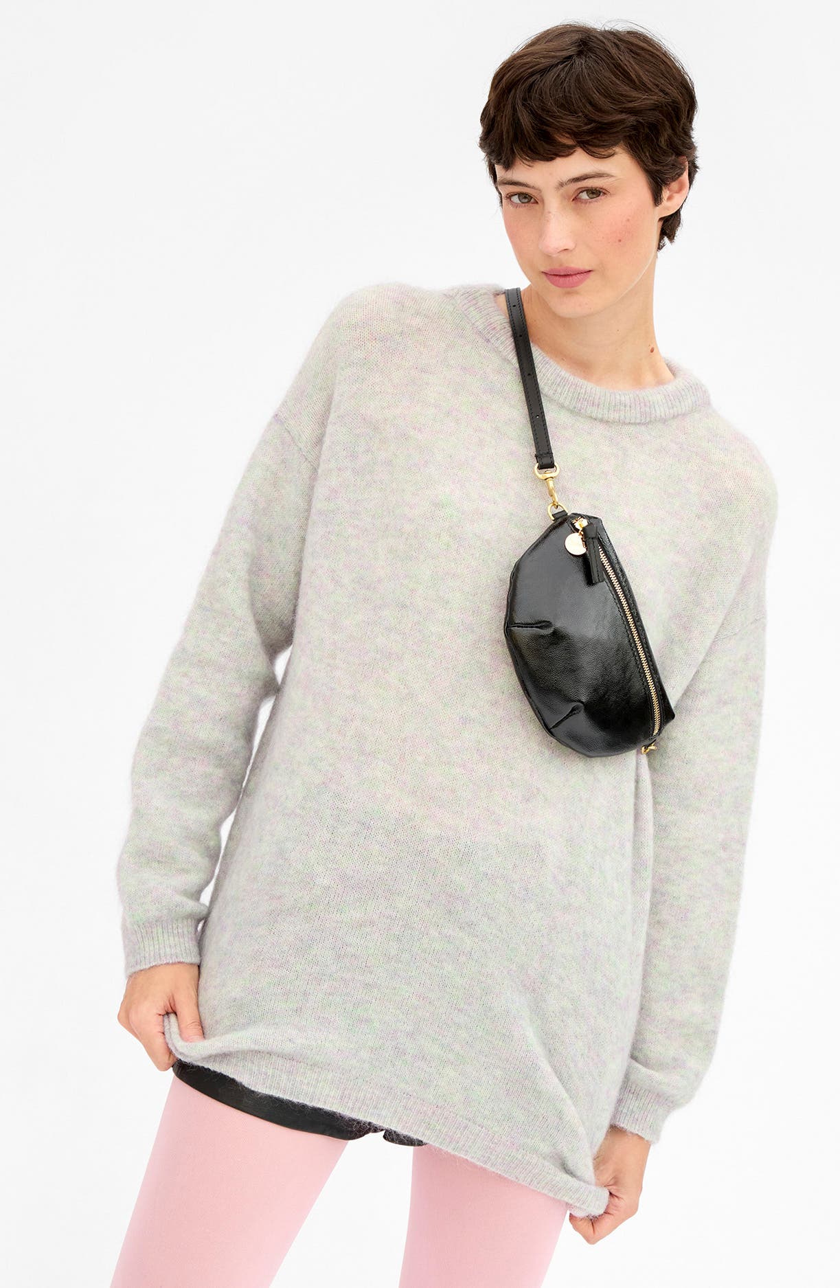 Petite Fanny Naplak Leather Belt Bag, Alternate, color, BLACK