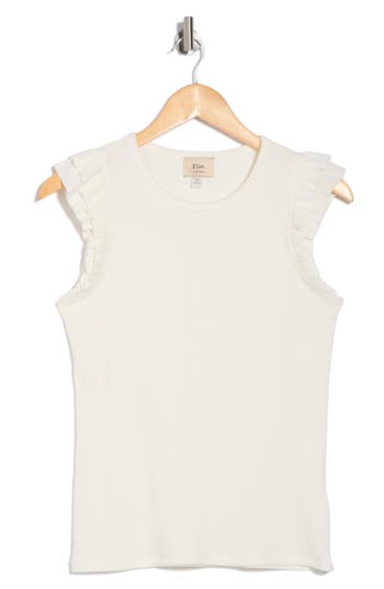 Elie Elie Tahari Rib Flutter Sleeve Top