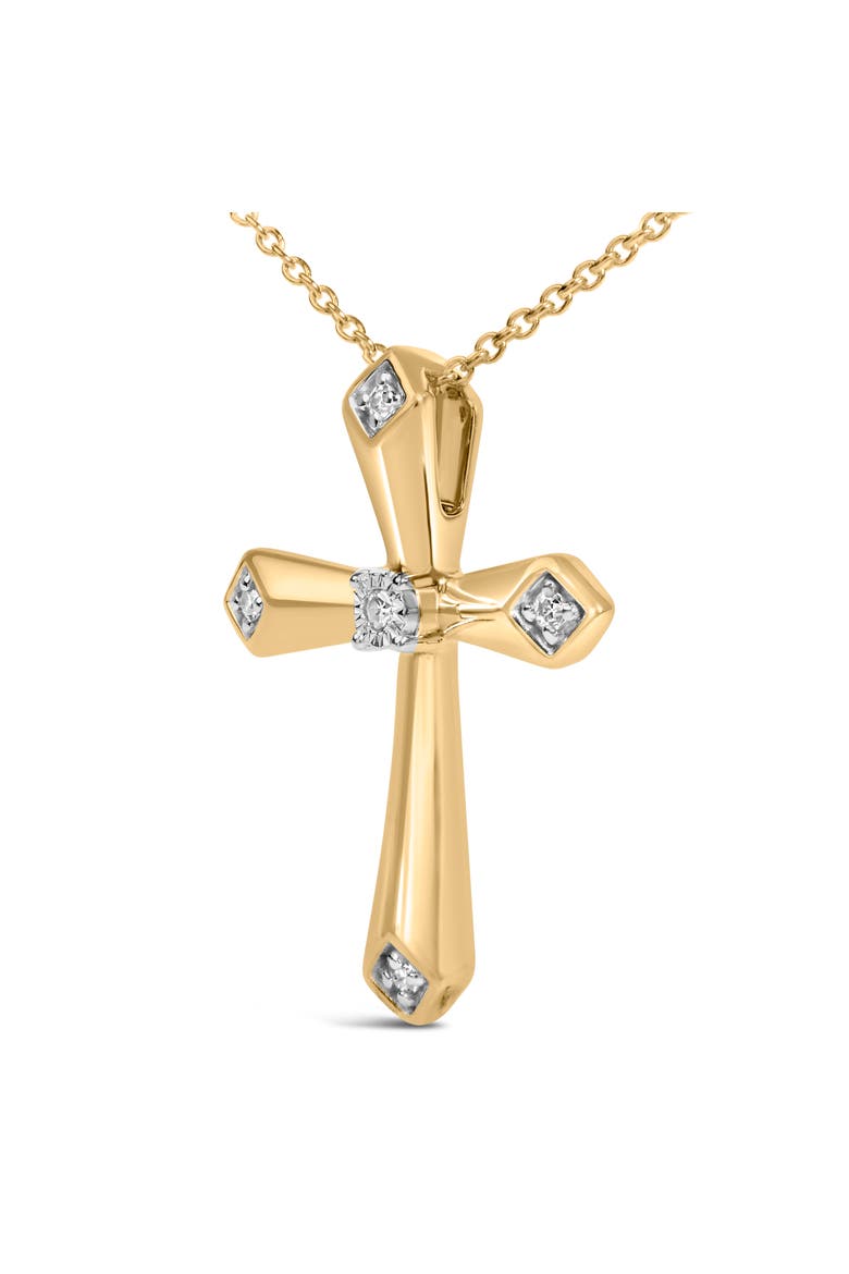 Gold Vermeil Diamond Accent 5 Point Cross Pendant Necklace, Alternate, color, Silver