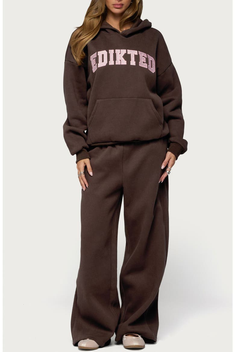 Glow Rhinestone Wide Leg Sweatpants, Alternate, color, BROWN