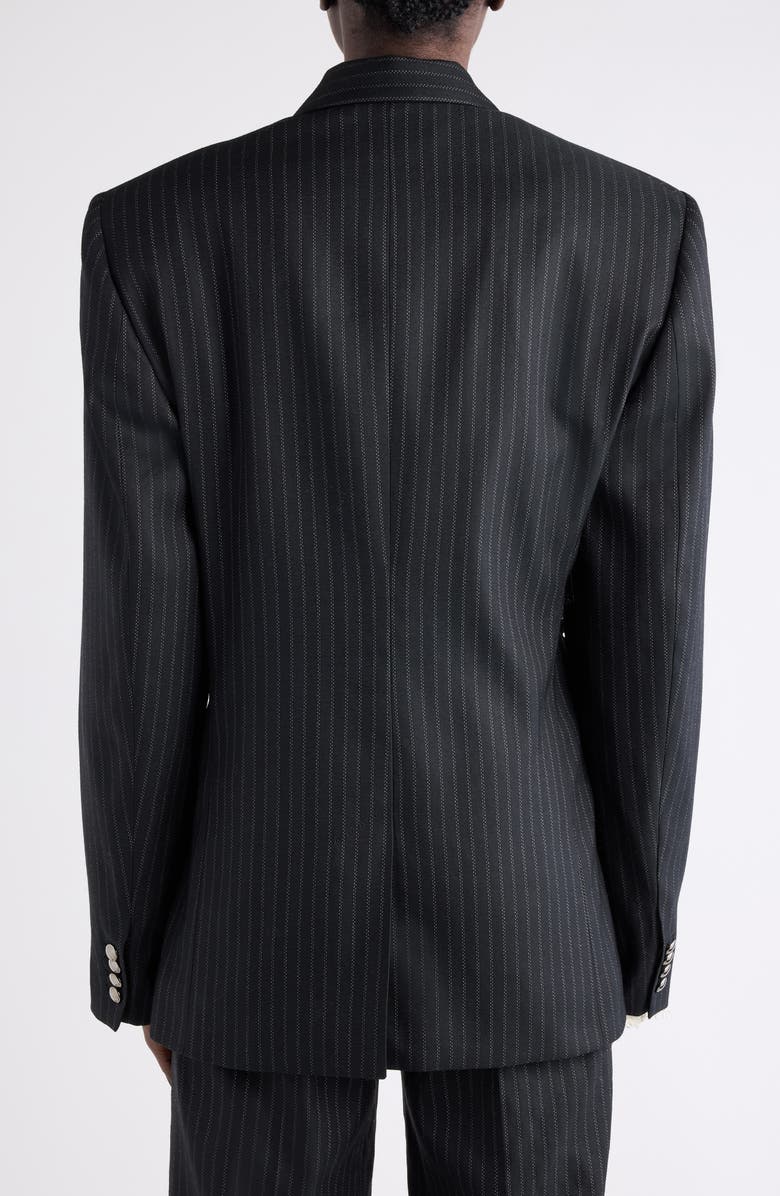 Isabel Marant Nahia Pinstripe Wool Blend Blazer, Alternate, color, Black