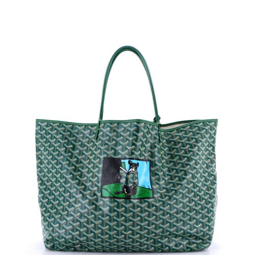 Pre-owned Goyard Goyard Saint Louis Tote Printed Coated Canvas Gm In Green