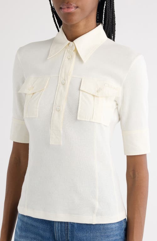 Chloé Mixed Media Utility Top In Coconut Milk