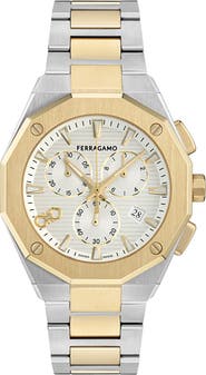 FERRAGAMO Edge Chronograph Two-Tone Bracelet Watch, 42mm