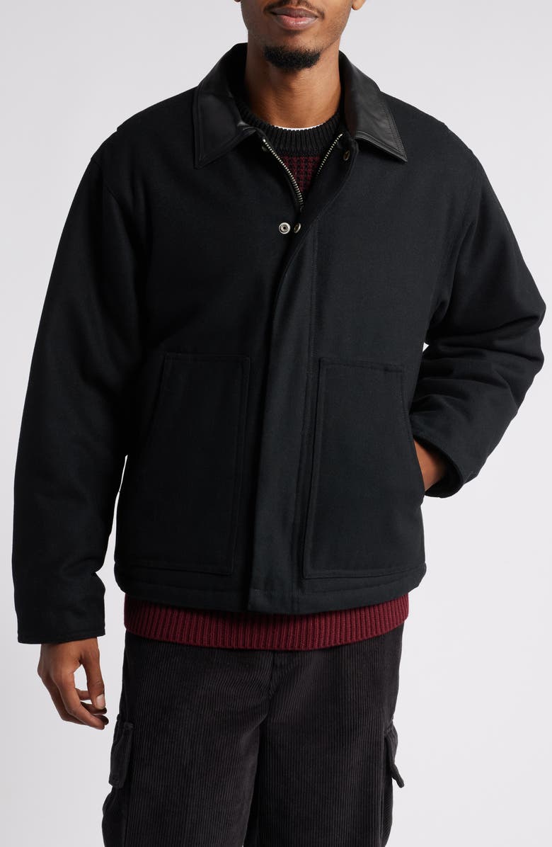 Obey Chisel Quilted Lining Melton Wool Blend Jacket, Alternate, color,
