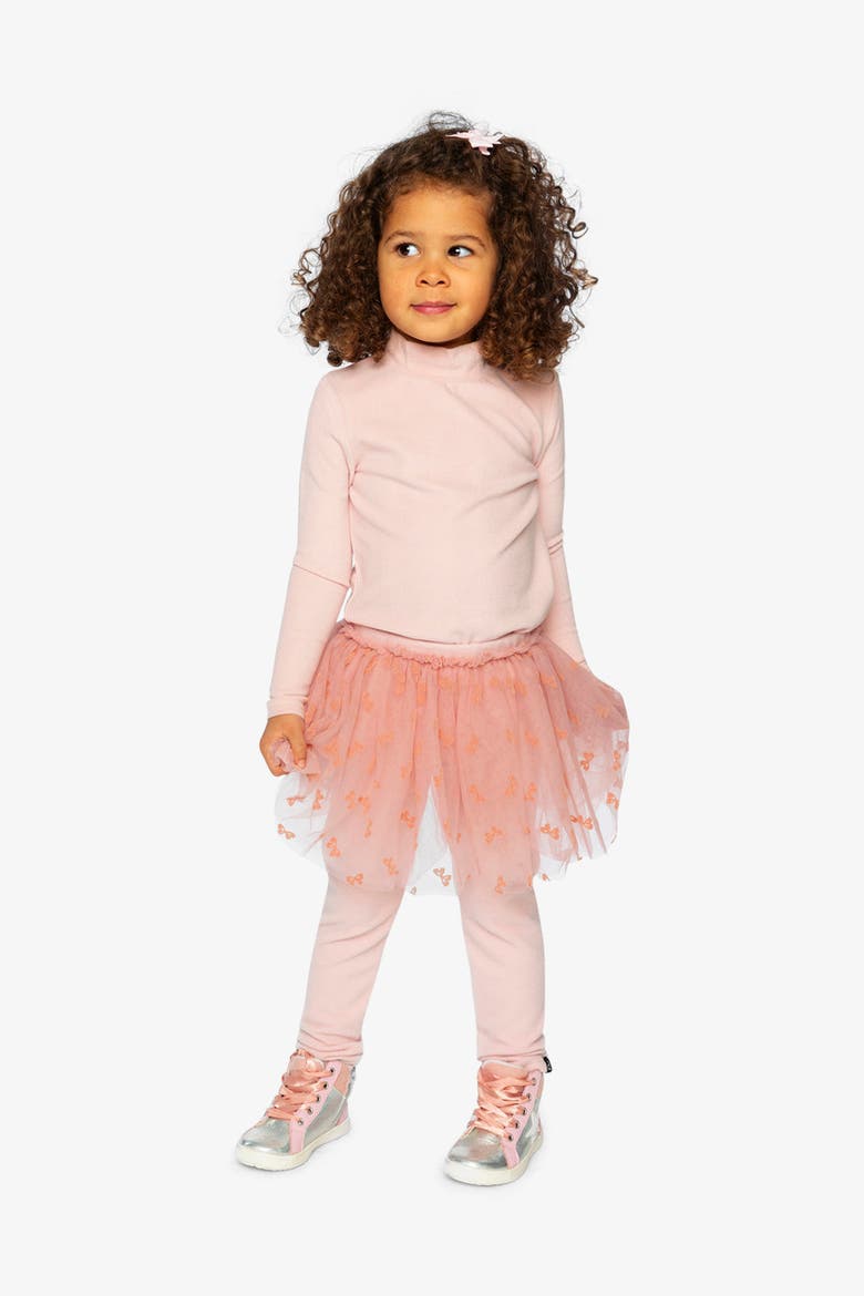 Rib Leggings with Integrated Tulle Skirt, Alternate, color, Pale Dusty Pink