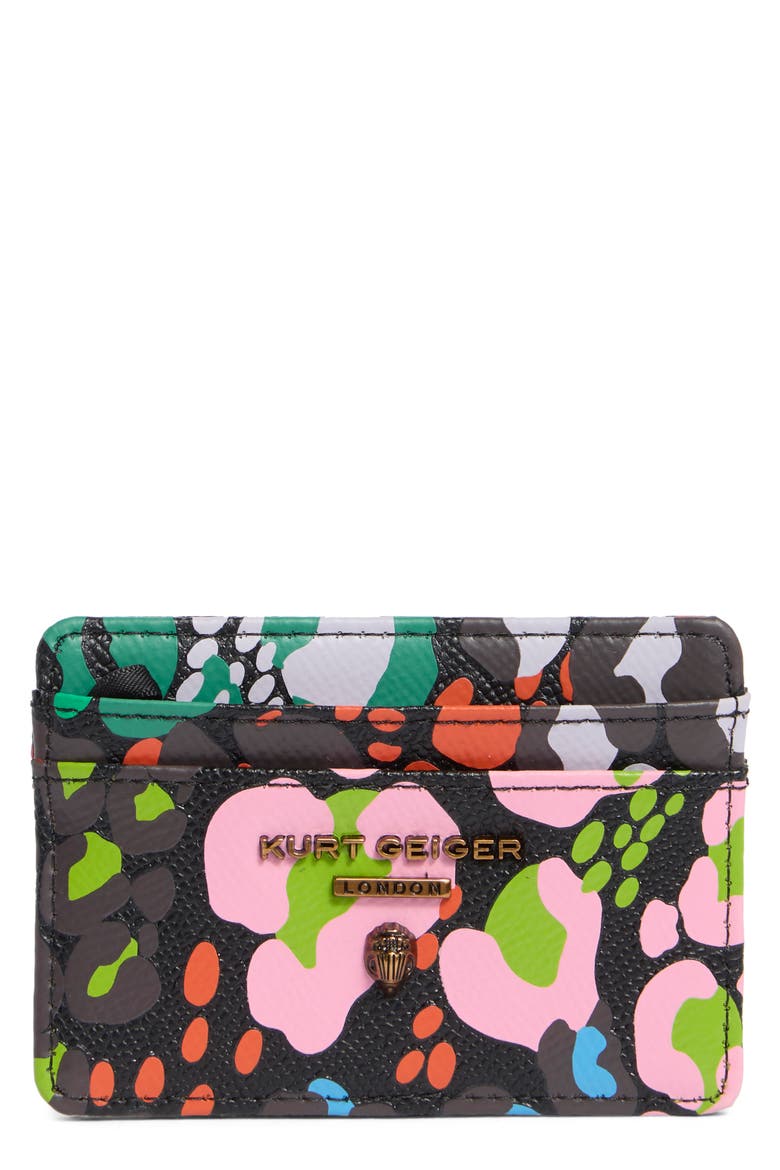Hampstead Leopard Print Leather Card Case, Main, color, OTHER