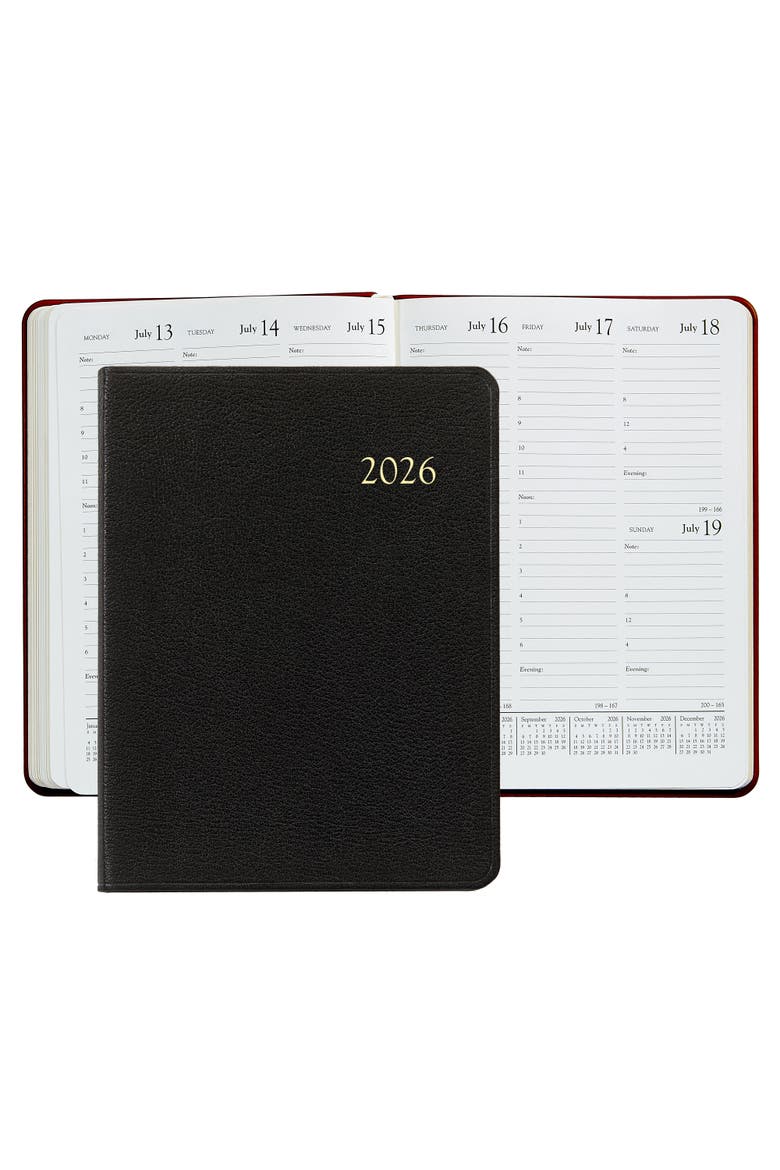 2026 Leather Desk Diary, Main, color, Black