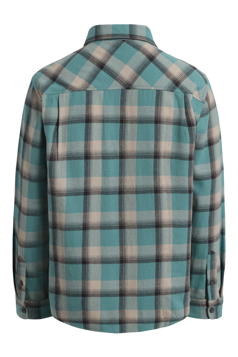 Kids' Porter Plaid Cotton Flannel Button-Up Overshirt, Alternate, color, DUSTY TURQUOISE