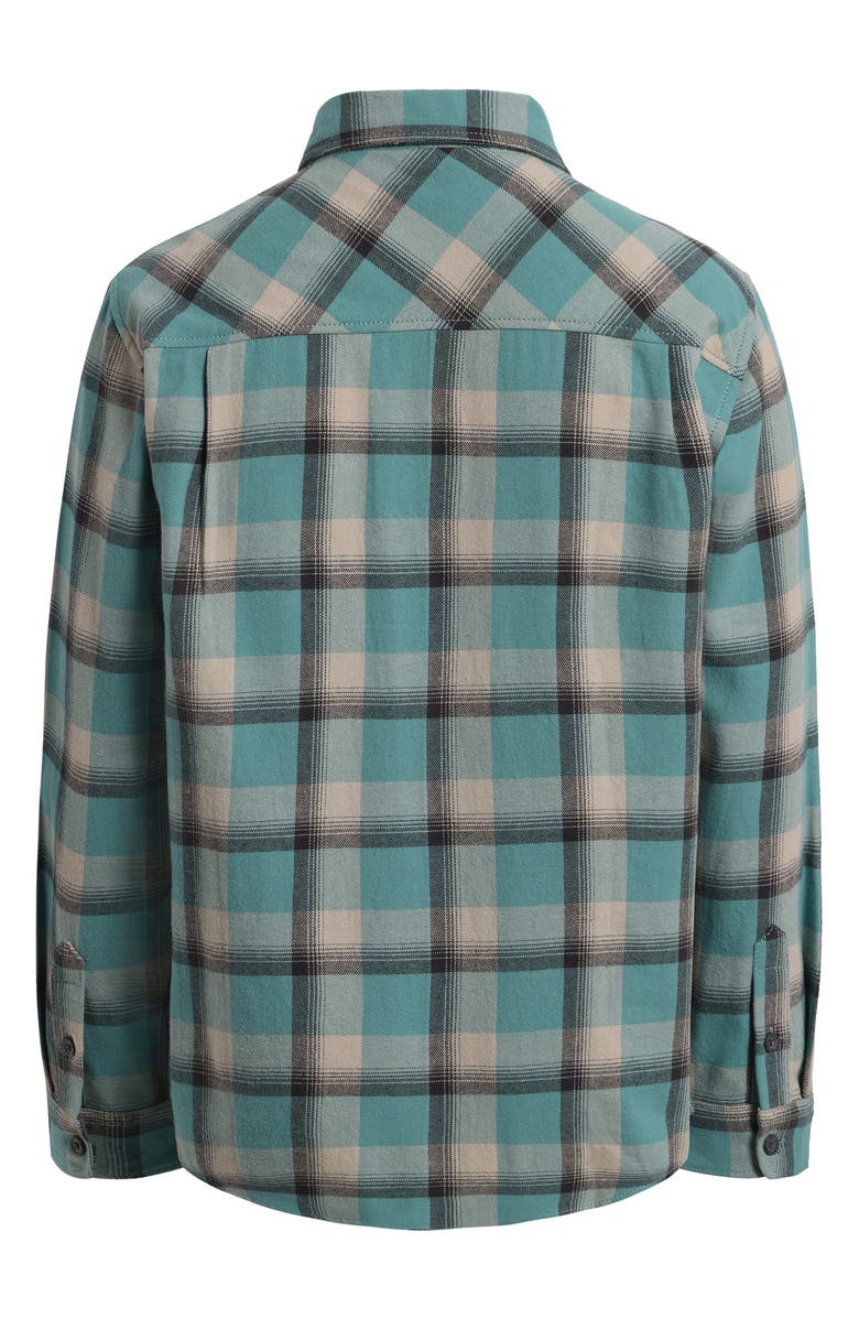 Quiksilver Kids' Porter Plaid Cotton Flannel Button-Up Overshirt, Alternate, color, Dusty Turquoise