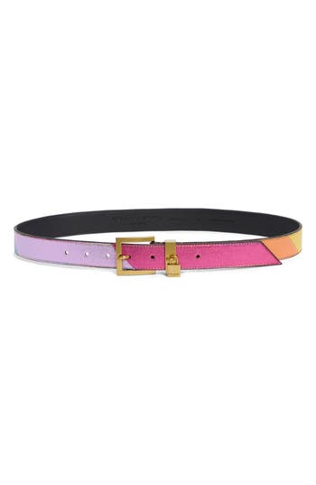 Kurt Geiger London Brixton Patchwork Belt In Pink