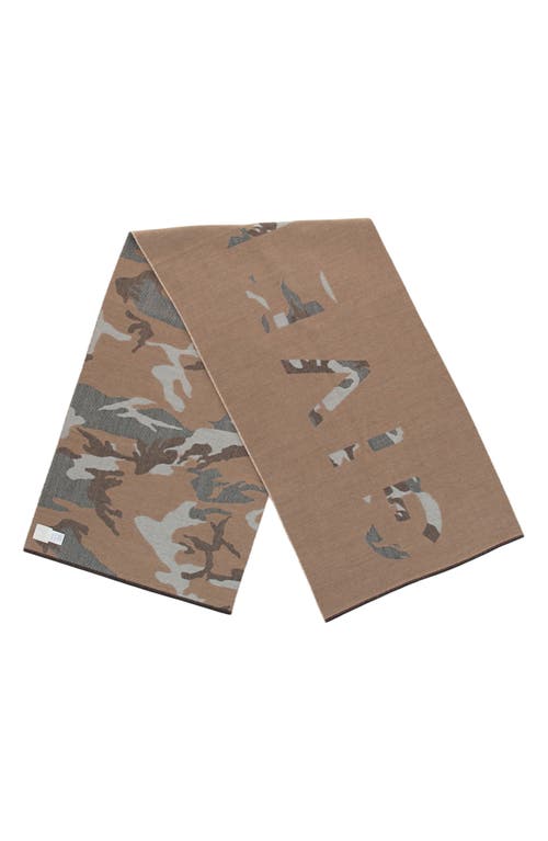 Givenchy Camouflage Logo Scarf Man Scarf Multicolored Size - Wool, Virgin Wool In Beige