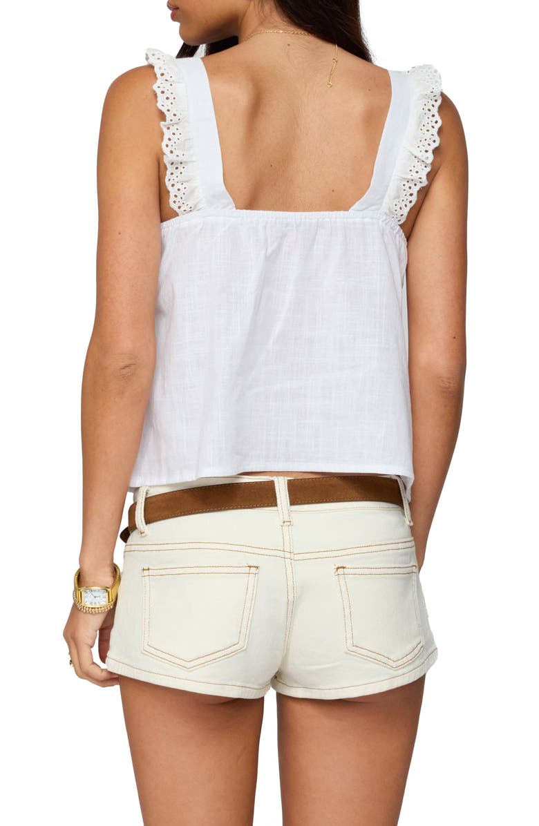 EDIKTED Viviana Ruffle Strap Cotton Tank, Alternate, color, White