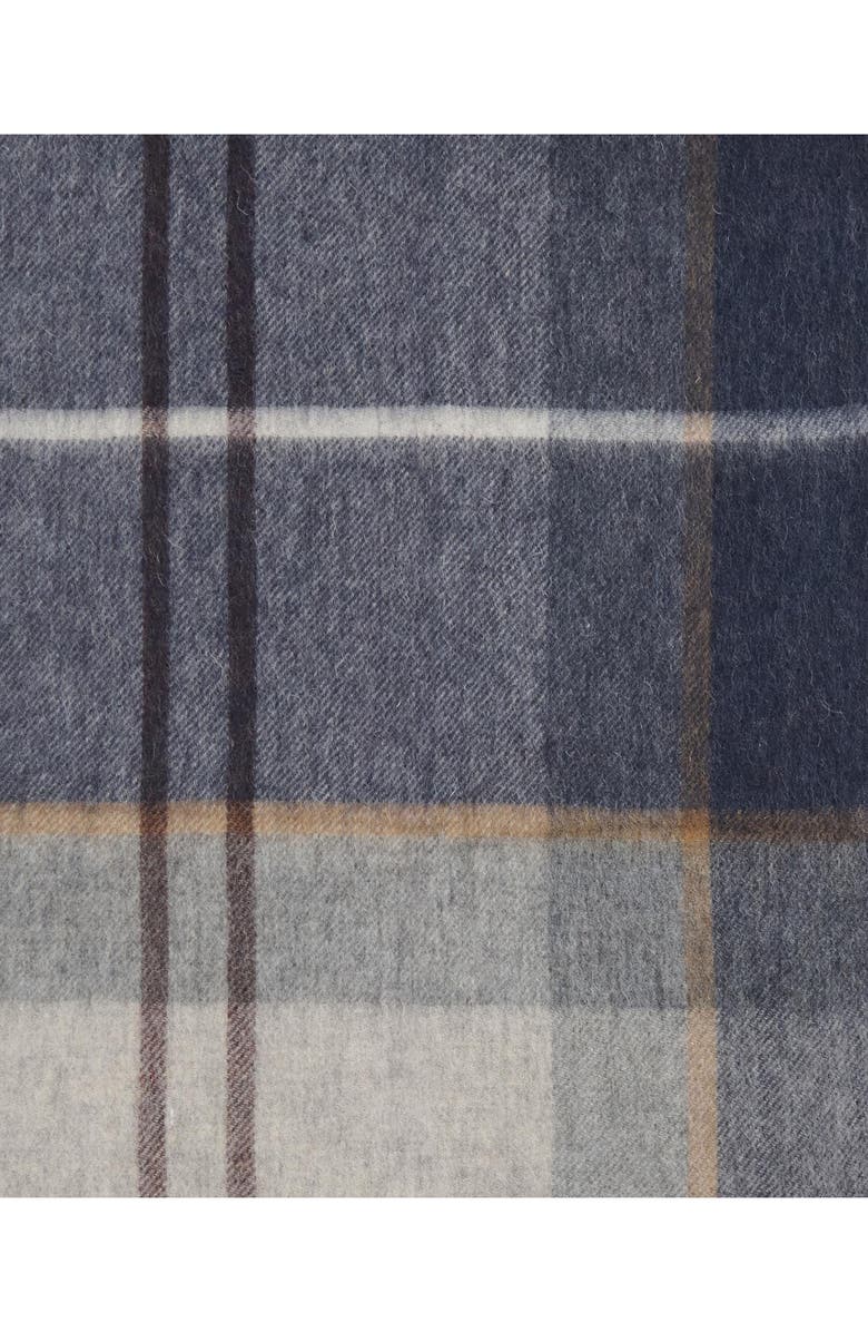 Barbour Carbridge Plaid Fringed Wool & Cashmere Scarf, Alternate, color, Grey Midnight Tartan