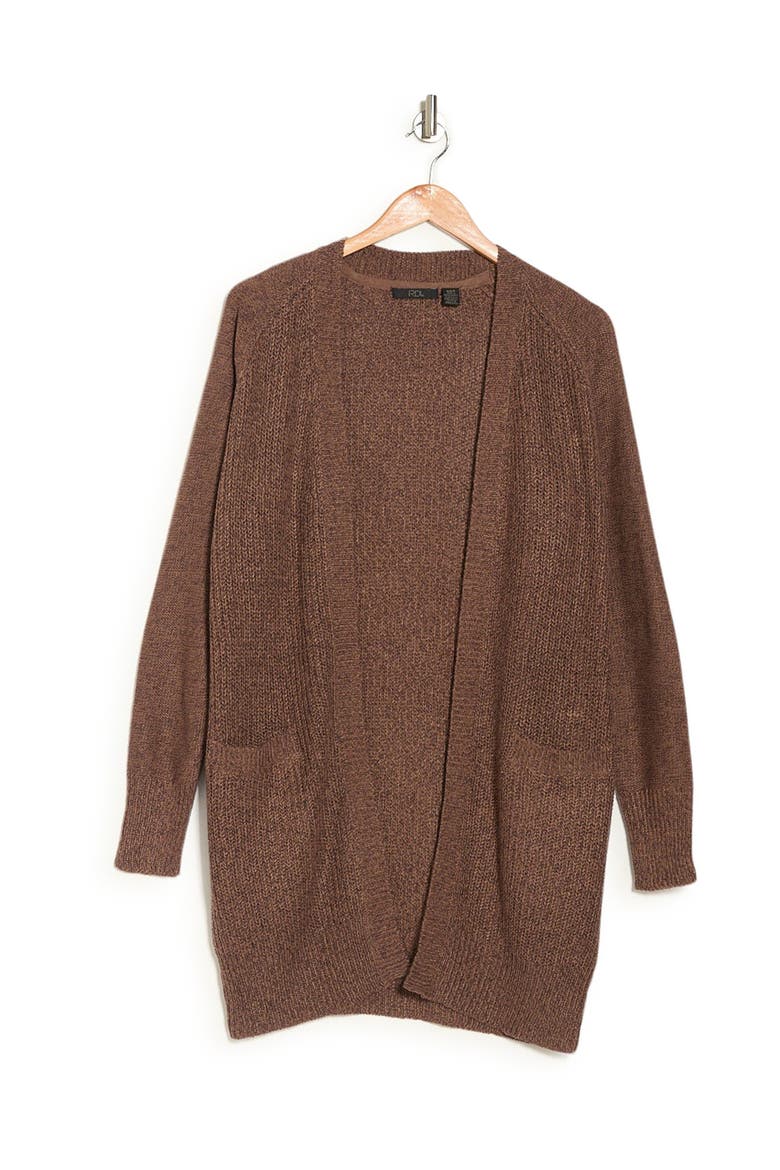 Elbow Patch Twist Cardigan, Alternate, color, COFFEE