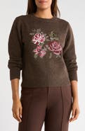 Gemma + Jane Floral Embroidered Crewneck Sweater