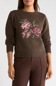 Gemma + Jane Floral Embroidered Crewneck Sweater
