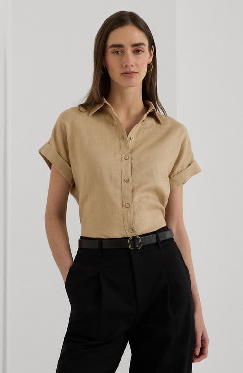 RALPH LAUREN LAUREN RALPH LAUREN SHORT SLEEVE LINEN BUTTON-UP SHIRT