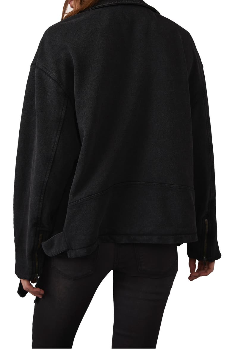 Rebel Rebel Cotton Moto Jacket, Alternate, color, BLACK