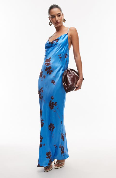 Floral Cowl Neck Maxi Slipdress