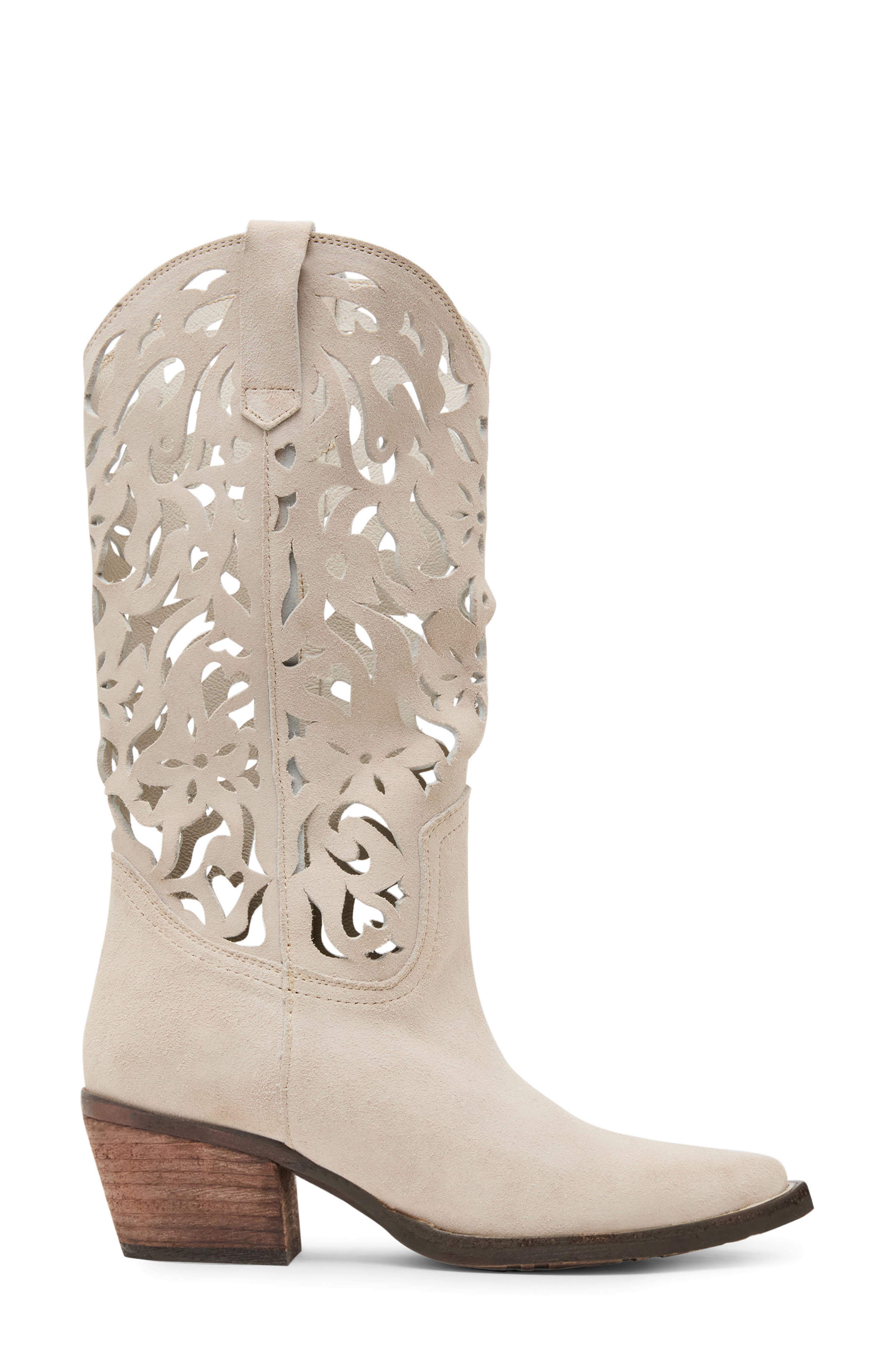 Albany Cutout Western Boot, Alternate, color, BONE SUEDE