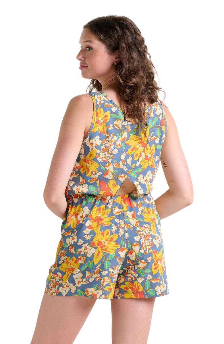 Toad & Co Sunkissed Livvy Sleeveless Romper, Alternate, color, Pacific Blue Tulip Print