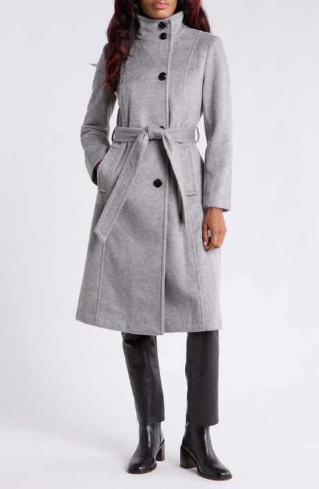 Asymmetrical Stand Collar Wool Blend Coat