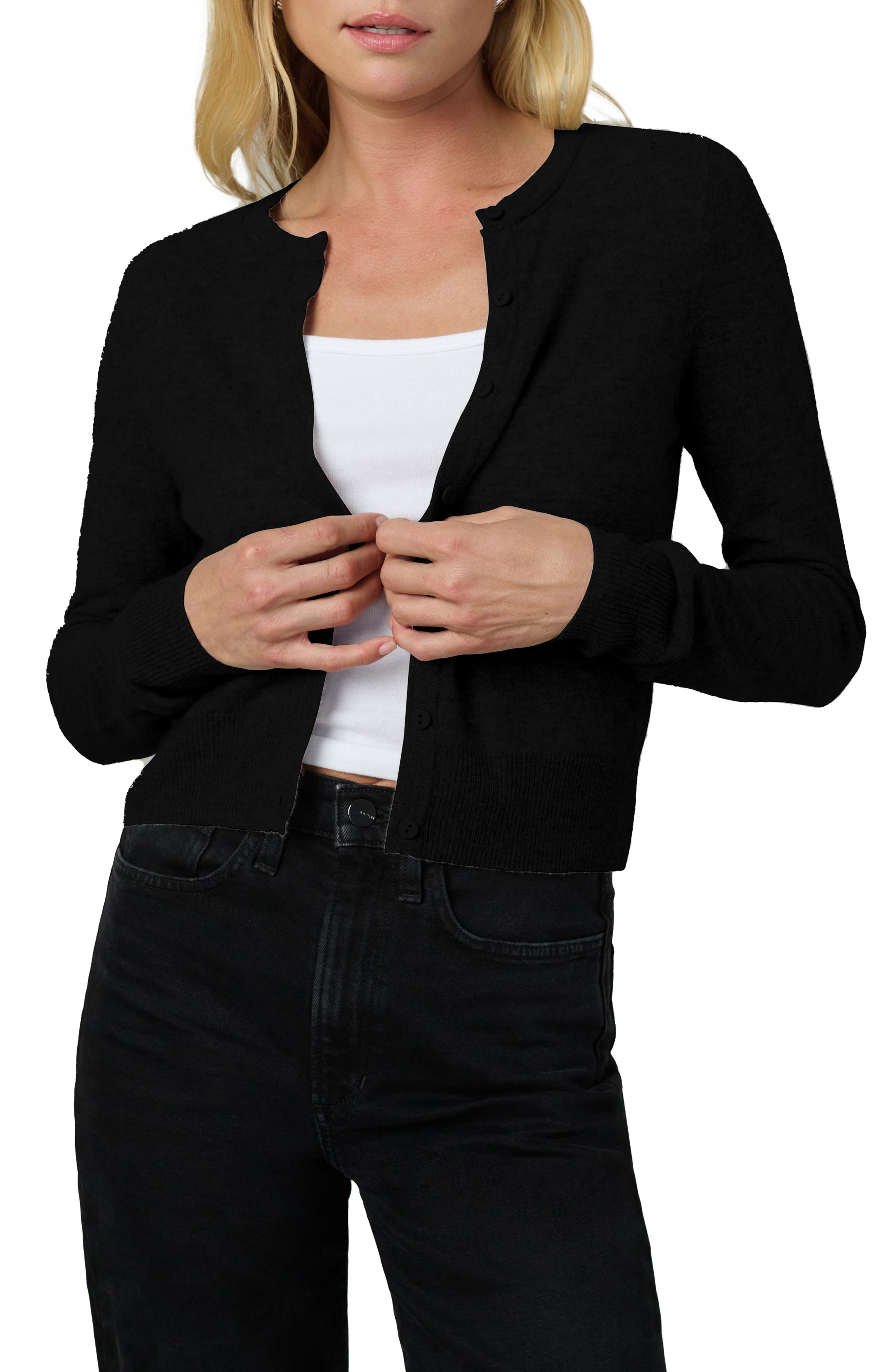 Joe's The Dani Crop Cashmere Cardigan in Black 