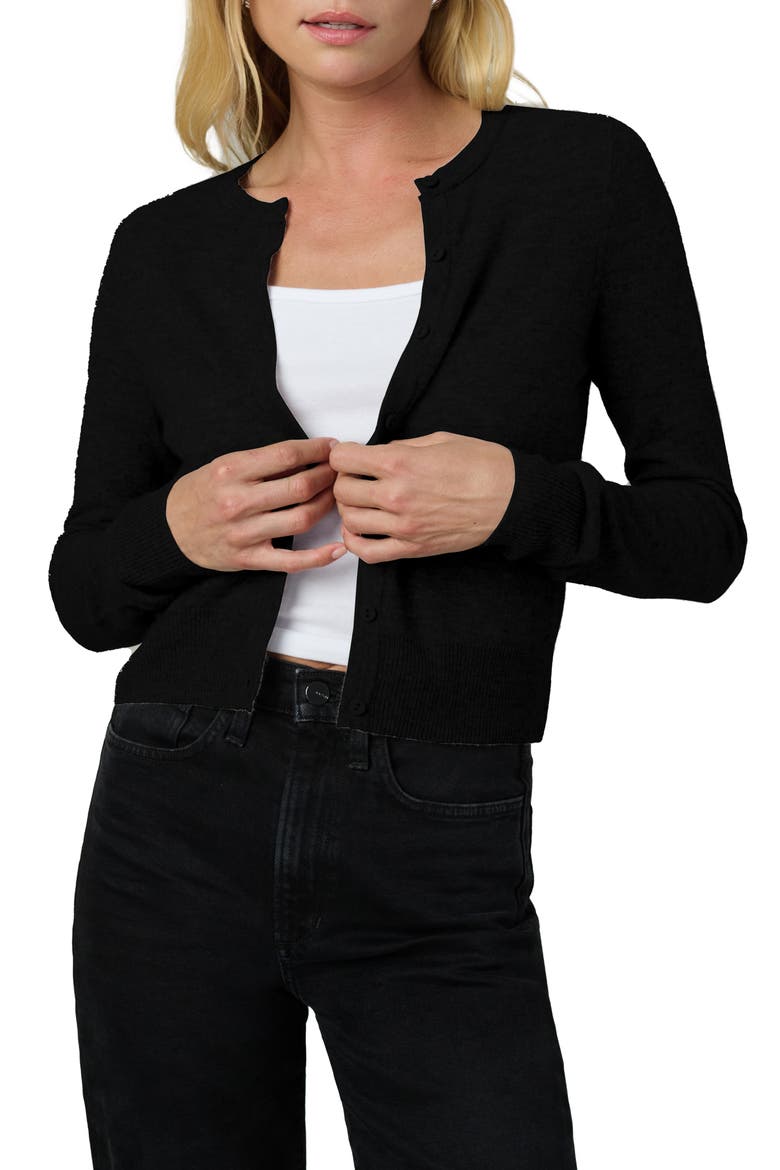 The Dani Crop Cashmere Cardigan, Main, color, BLACK