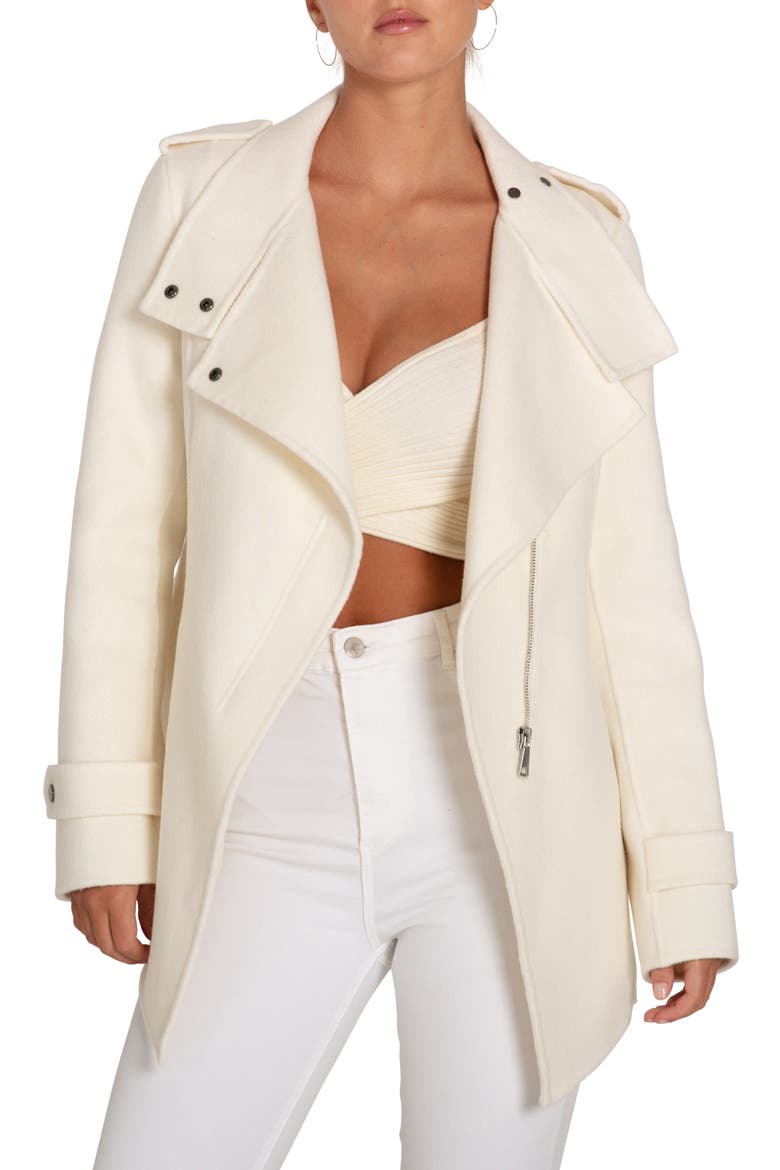 Bad Girl Wool Blend Moto Coat, Alternate, color, Cream