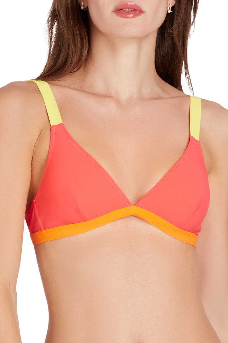 St Barths Colorblock Bikini Top, Alternate, color, Coral