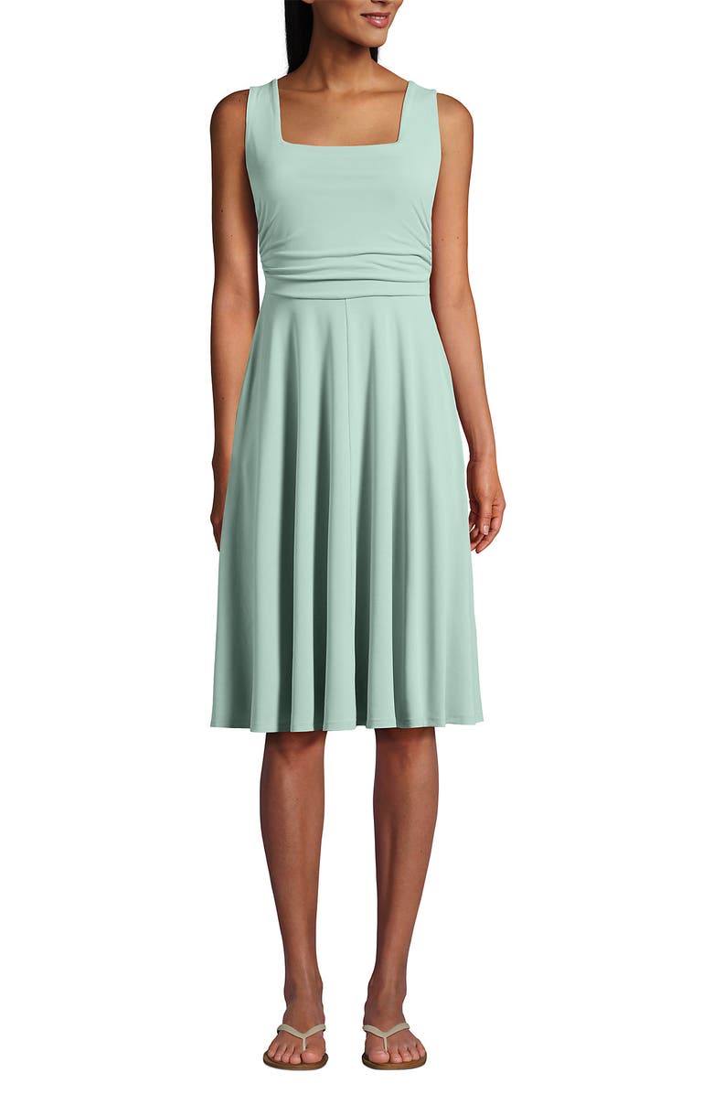 Lands' End Cupro Fit and Flare Sleeveless Dress, Main, color, 