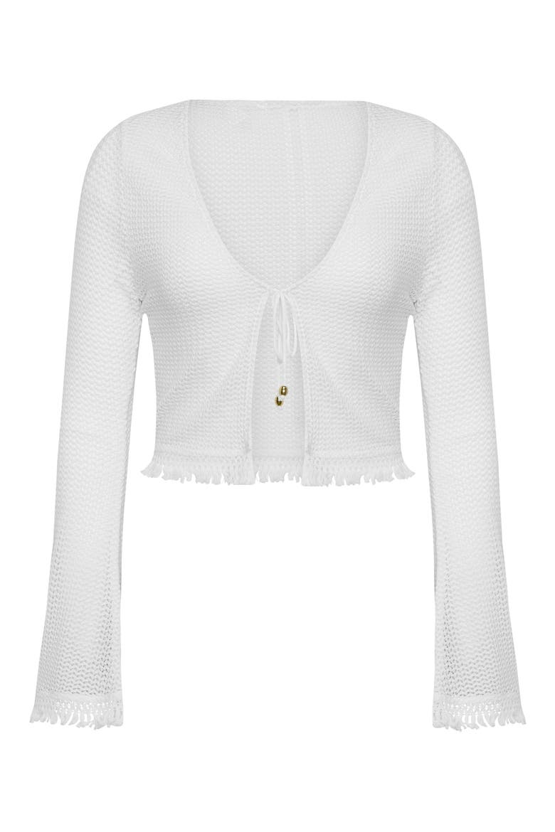 Flora Flair Crop Open Stitch Cover-Up Top, Alternate, color, IVORY