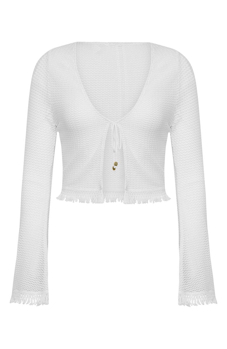 Sunshine 79 Flora Flair Crop Open Stitch Cover-Up Top, Alternate, color, Ivory