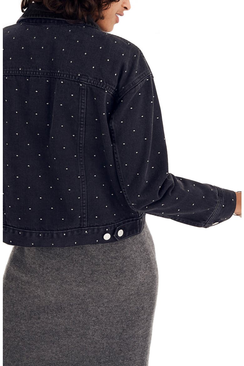 The Boxy Metallic Dot Crop Jean Jacket, Alternate, color, LUNAR WASH