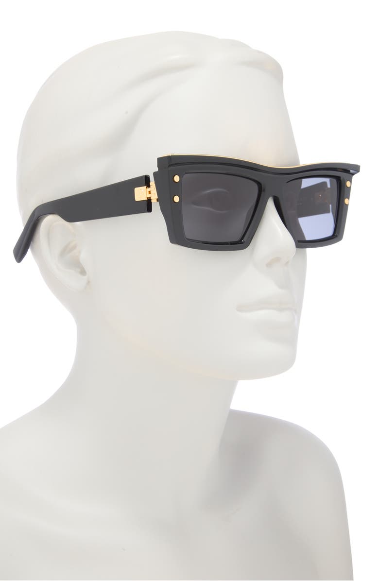 Balmain 55mm Rectangular Sunglasses, Alternate, color,