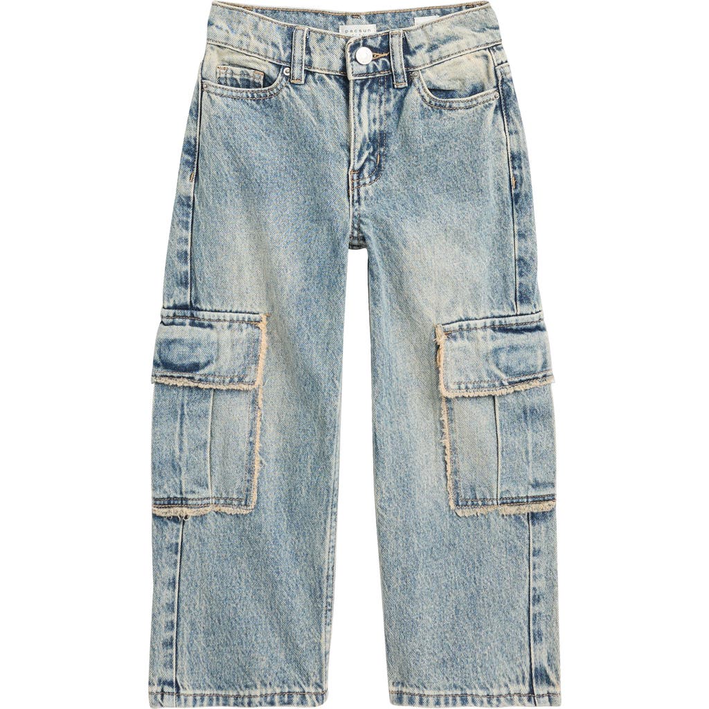 Pacsun Kids' Myles Baggy Cargo Jeans In Light Indigo