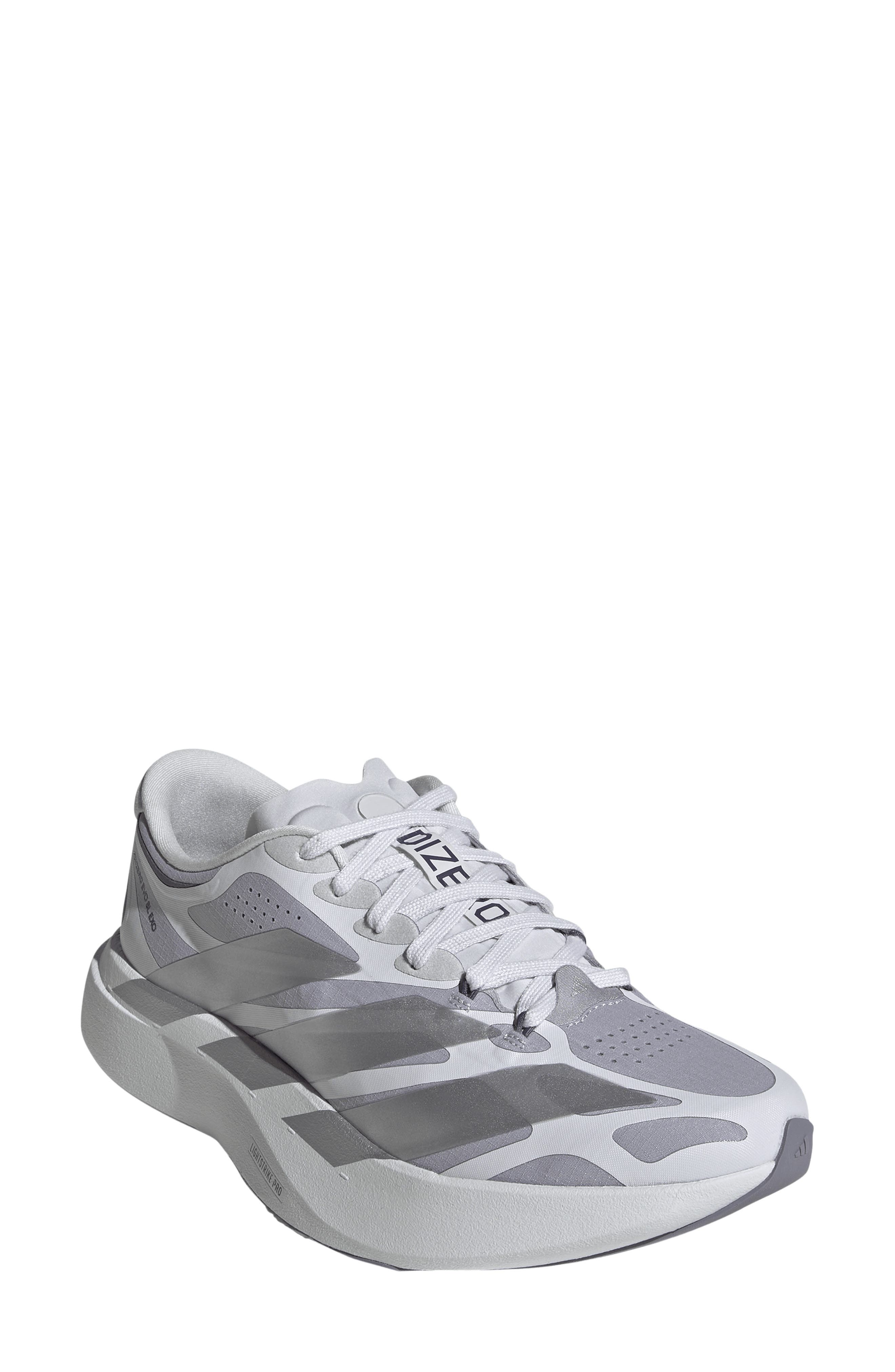 Adizero Evo SL Running Shoe, Main, color, GLORY GREY/SILVER/GREY