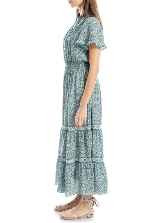 MAX STUDIO MAX STUDIO SMOCKED FLUTTER SLEEVE MAXI DRESS 