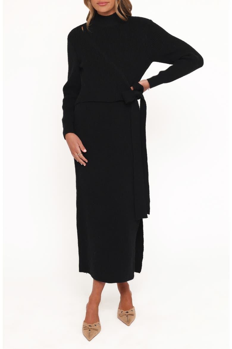 Aerin Long Sleeve Knit Dress, Main, color, BLACK