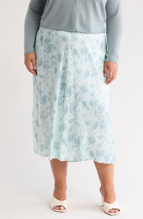 Dahlia Pleated Satin Skirt (Plus)