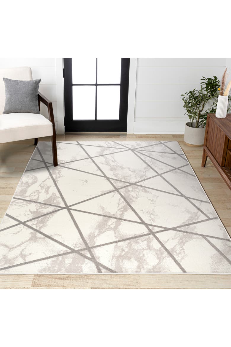 Patras Modern Geometric Marbled Area Rug, Alternate, color, Ivory/Gray
