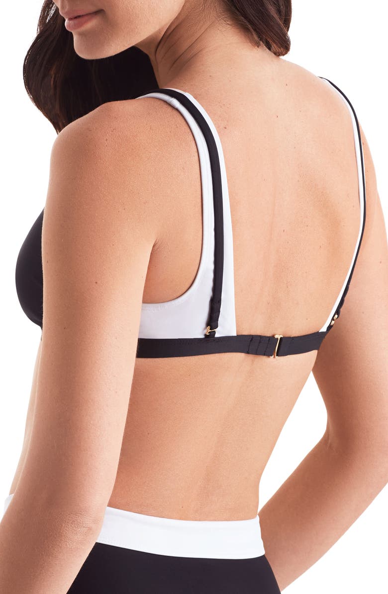 Mimi Flamingo Drift Contrast Swim Top, Alternate, color, Blk/ Wht