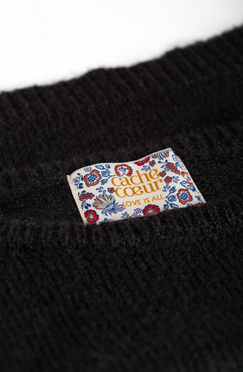 Cache Coeur Gaspard Pregnancy crop top sweater, Alternate, color, Black