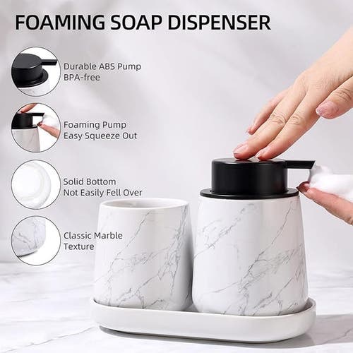 Bosilunlife Marble 3-piece Bathroom Set Sustainable Ceramic