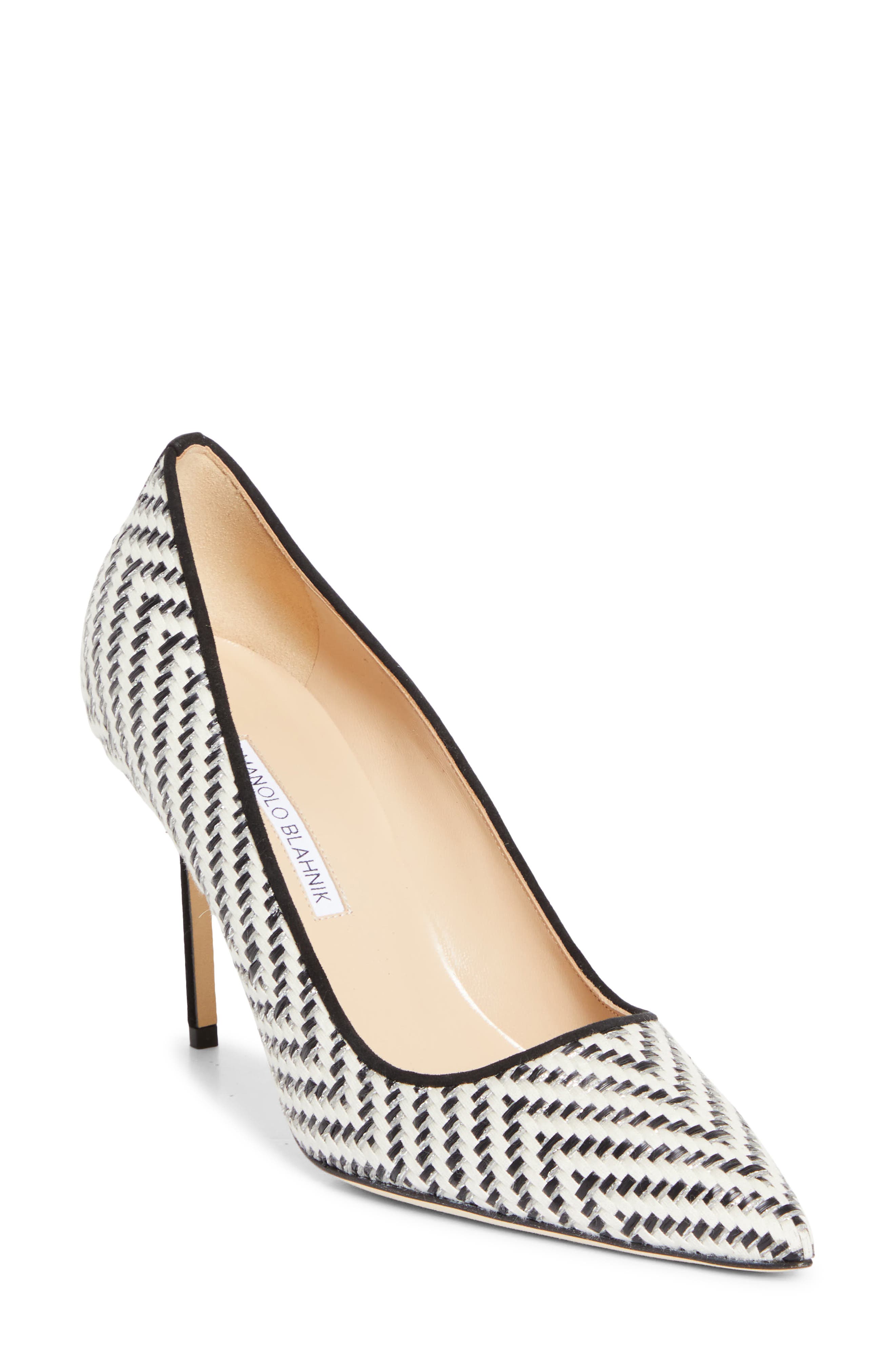 Manolo Blahnik BB Pointed Toe Raffia Pump, Main, color, 